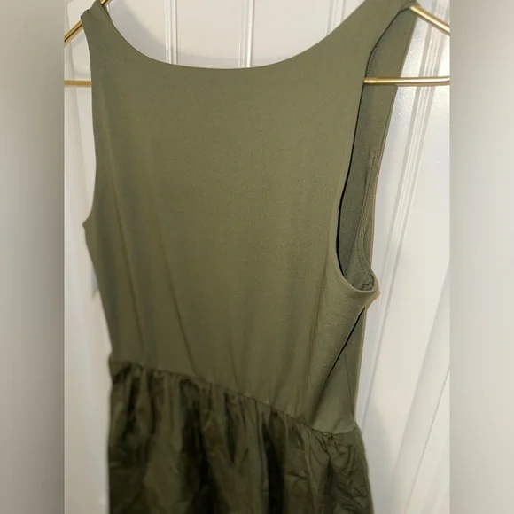SPANX olive green smooth Jersey Mixed Media Midi Dress - Picture 9 of 13